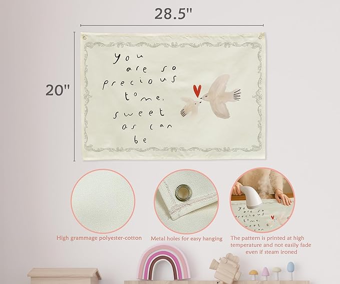 You Are So Precious-Nursery Rectangular Canvas Banner-Boho Flag Wall Sign Decor for Toddler Boy Girl Kids,Baby Room Above Crib Bedroom Playroom Reading Room Decor-Baby Shower Birthday Christmas Gift