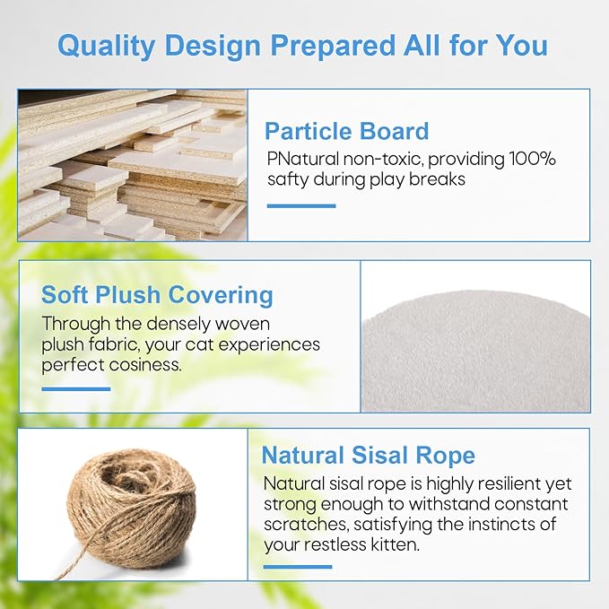 FDW Cat Tree 54in Cat Tower Multi-Level Durable Cat Scratching Post & Cozy Fun Cat Jumping Platform Space Saving Cat Condo Pet Play House for Indoor Cats,Beige-Mewly Pet