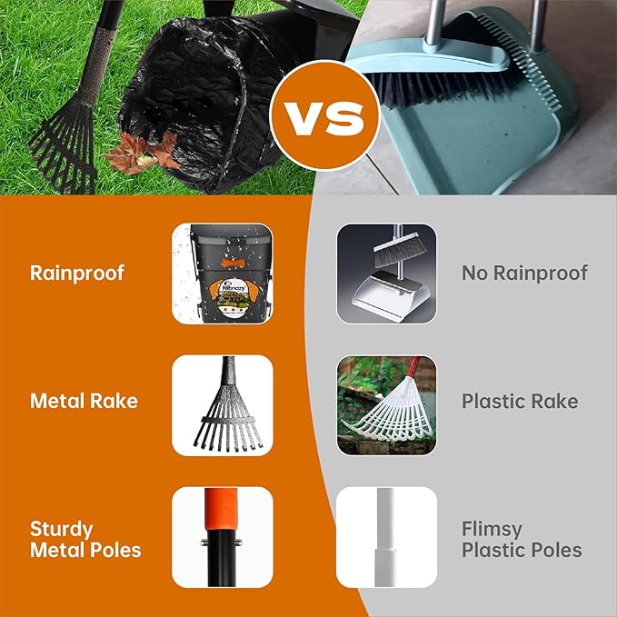 Dog Pooper Scooper with Bags & Dispenser - 37.4" Long Durable Metal Handle Swivel Bin & Rake & Spade Kit, Large Capacity Portable Pooper Scooper for Yards，Easy to Assemble-Mewly Pet