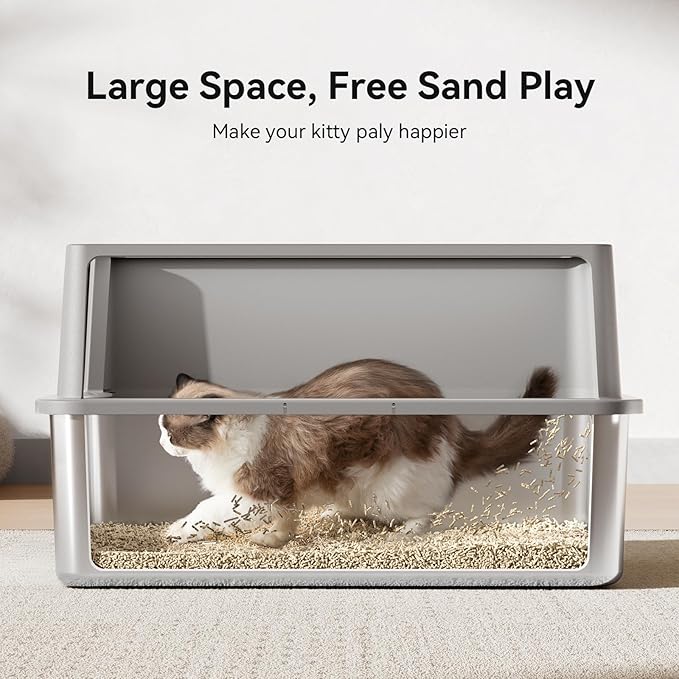 28" Extra Large XXL Stainless Steel Cat Litter Boxes with Lid Metal Cat Litterbox Pan for Big Cats and Multiple Cats, Anti-Leakage, Easy Cleaning, Include Scoop-Mewly Pet