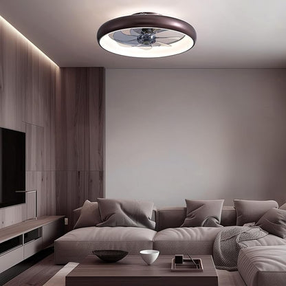 Ceiling Fan with Lights and Remote, 20'' Low Profile Flush Mount, 6 Wind Speeds, Modern Dimmable LED, Smart for Bedroom, Kids Room
