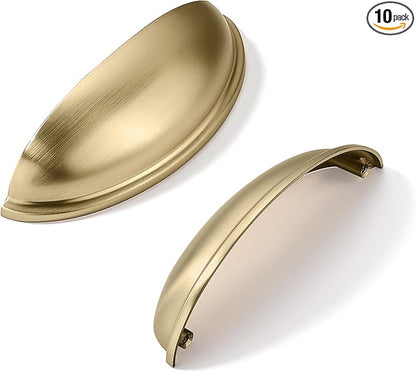 khtumeware 10 Pack 4" Drawer Pulls Champagne Bronze Cabinet Cup Pulls Kitchen Hardware Cabinet Handles Drawer Handles Knobs 4 inch Hole Center