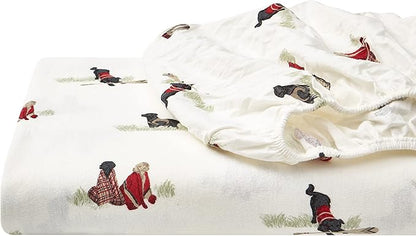 Eddie Bauer - Queen Sheet Set, Warm Breathable Cotton Flannel Bedding with Deep Pockets, Brushed for Extra Softness, Cozy Home Decor, Oeko-Tex Certified (Retriever Adventures, Queen)