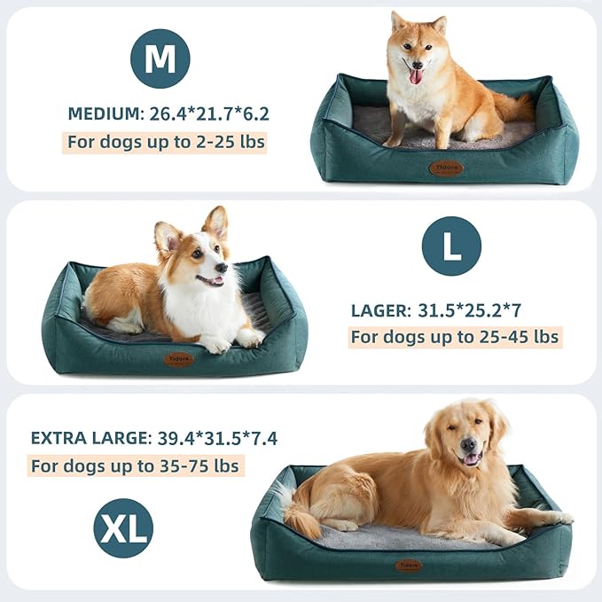 Orthopedic Dog Beds for Medium Dogs, Durable Egg Crate Foam Sofa Dog Bed wit Washable Removable Cover,Waterproof Lining,Pet Bed for Large Dogs (Olive Green, 31.5" L x 25.2" W x 7" Th)-Mewly Pet