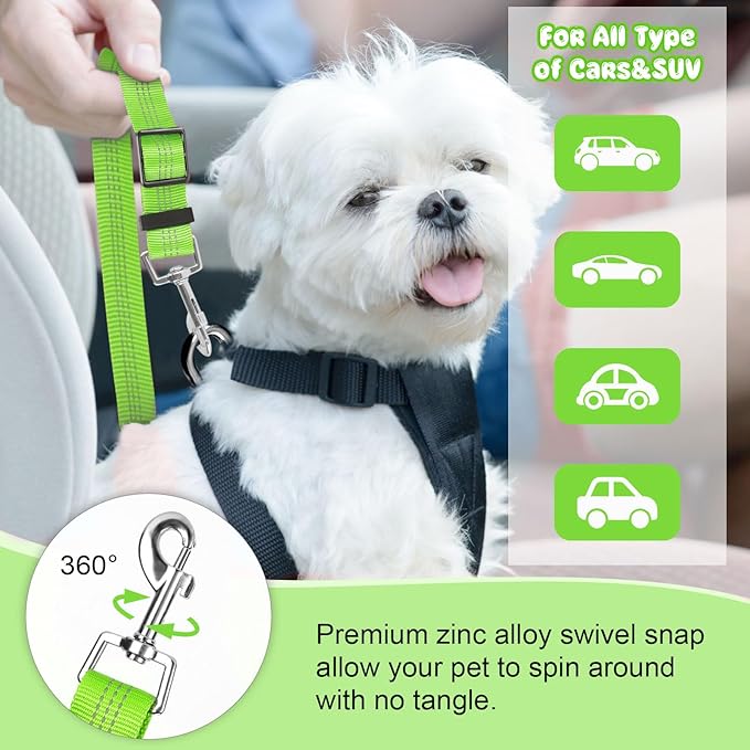 BWOGUE Pet Dog Cat Seat Belt Reflective Car Dog Headrest Restraint Leash Elastic Buffer Bungee Adjustable Tangle-Free Safety Leads Vehicle Seatbelt Harness for Small, Medium and Large Dogs (1 Pack)-Mewly Pet