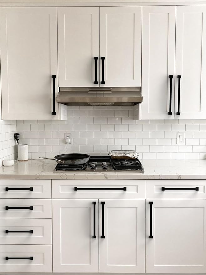 10 Pack Matte Black Cabinet Pulls 6.3 Inch(160mm) Kitchen Cabinet Handles Solid Zinc Alloy Cabinet Hardware Drawer Pulls