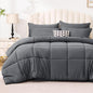 Love's cabin Queen Comforter Set Soot Grey, 7 Pieces Queen Bed in a Bag, All Season Bedding Sets with 1 Comforter, 1 Flat Sheet, 1 Fitted Sheet, 2 Pillowcase and 2 Pillow Sham