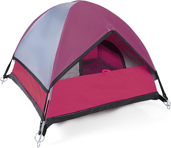 Cat Camping Tent, Cat Tent Bed, Pet Tent for Indoor Cat and Small Dog, Mini Tent (Red, 21 x 21 x 14 Inches)-Mewly Pet