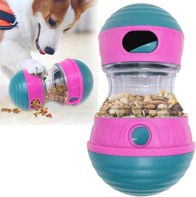 Interactive Dog Toys to Keep Them Busy, Puppy Puzzle Adjustable Food Dispenser Slow Feeder, Enrichment Treat Dispensing Toy Ball for Large/Medium/Small Breed Dogs Pet Gift, Purple-Mewly Pet