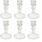 Glass Candlestick Holder,Striped Taper Candle Holders,Set of 6 Candle Stand for Table Centerpieces, Home Decor,Weddings,Festival and Parties (Clear Dimond Pattern)