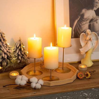 Pillar Candle Holders Candle Plates - Set of 24 Candelabra Candle Stand Iron Plate Minimalism Modern Home Mantel Dinning Table Christmas Decorations Centerpiece for Wedding, Party, Events, Gold