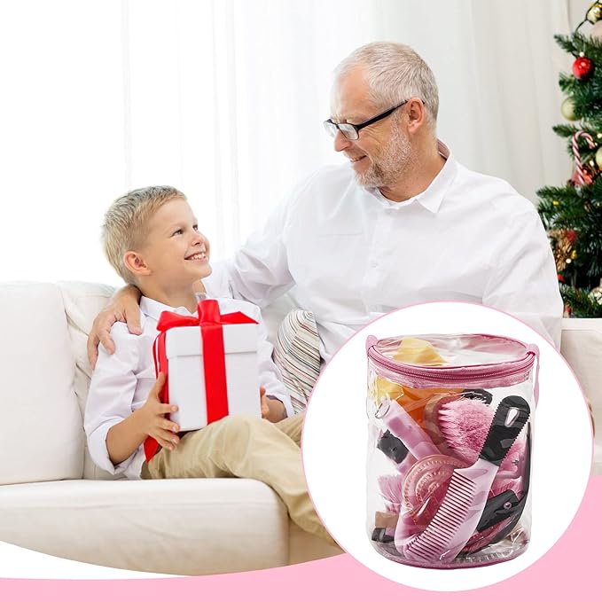 9 Pieces Horse Grooming Kit Tack Room Supplies Set with Organizer Tote Bag, Oval Massage Curry, Hard and Soft Brush, Hoof Pick, Sweat Scraper, Bathing Sponge, Combs for Horse Riders Beginners (Pink)-Mewly Pet