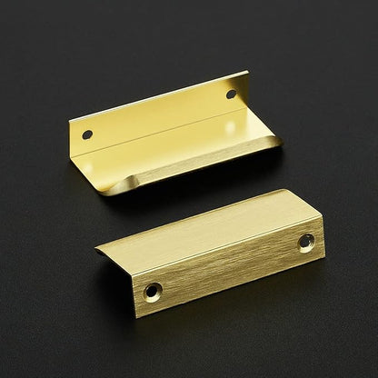 Ravinte Hardware 10 Pack Gold Cabinet Handles, 3.15 Inch (80mm) Finger Edge Pulls, 2-1/2 Inch Hole Center, Finger Pulls for Cabinets