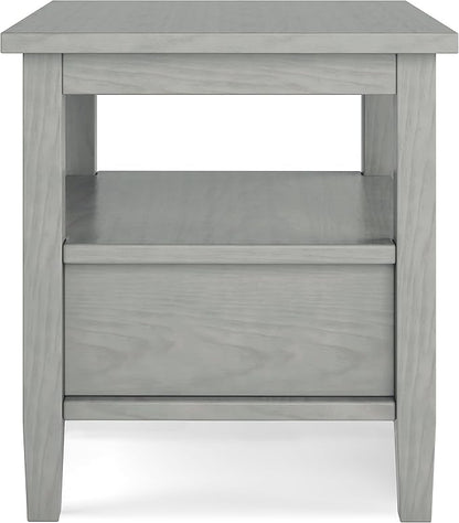 SIMPLIHOME Warm Shaker SOLID WOOD 20 Inch Wide Rectangle Transitional End Side Table in Fog Grey, For the Living Room and Bedroom