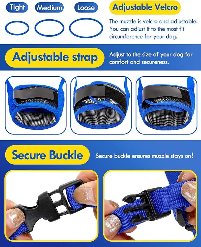 Dog Muzzle, Soft Air Mesh Muzzle for Small Medium Large Dogs Anti Biting Barking Chewing, Breathable Drinkable Adjustable Loop Pets Muzzle for German Shepherd Husky Labrador Retriever (Blue,XL)-Mewly Pet