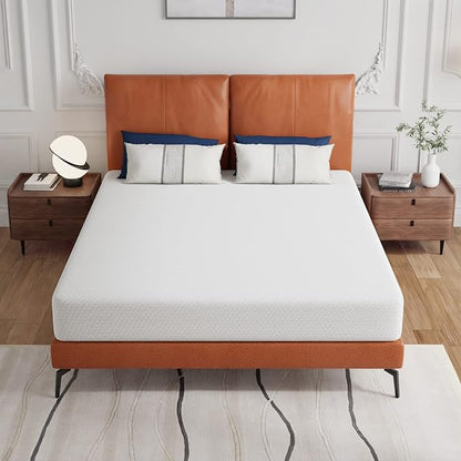 PayLessHere 8 inch Queen Memory Foam Mattress Cooling Gel Green Tea Infused Mattress,Fiberglass Free,CertiPUR-US Certified,Breathable Bed Mattress for Cooler Sleep Supportive,White Queen