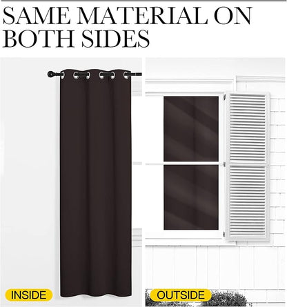 NICETOWN Blackout Thick Window Curtains - Thermal Insulated Grommet Drape Panels for Bedroom and Living Room (Brown, Set of 2, W42 x L95)
