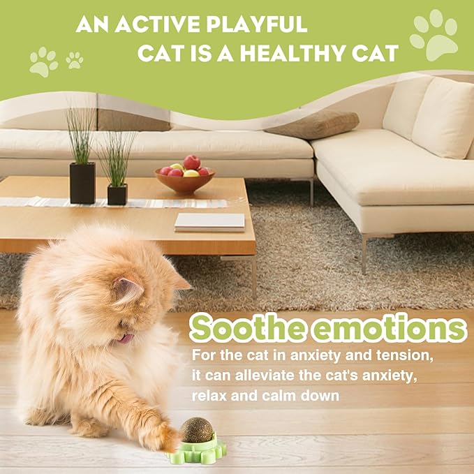 360° Catnip for Cats Wall Catnip Rollerball Licking Ball Cat Nips Mint Magic Cat Stick on Wall Crack Balls Lickable Play Chew Teeth Cleaning Pet Chew Indoor Outdoor-Mewly Pet