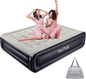 InnoTruth Raised Air Mattress with Built-in Pump,18in Elevated Inflatable Mattress with Carrying Bag for Home and Camping, Queen Size Blow Up Bed，Black