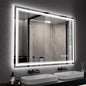 Bathroom Mirror, 44x30 Inch Gradient Front and Backlit Smart Mirror, 3 Colors Dimmable CRI>90 Double Lights, IP54 Enhanced Anti-Fog, Hanging Plates Wall Mount LED Mirror