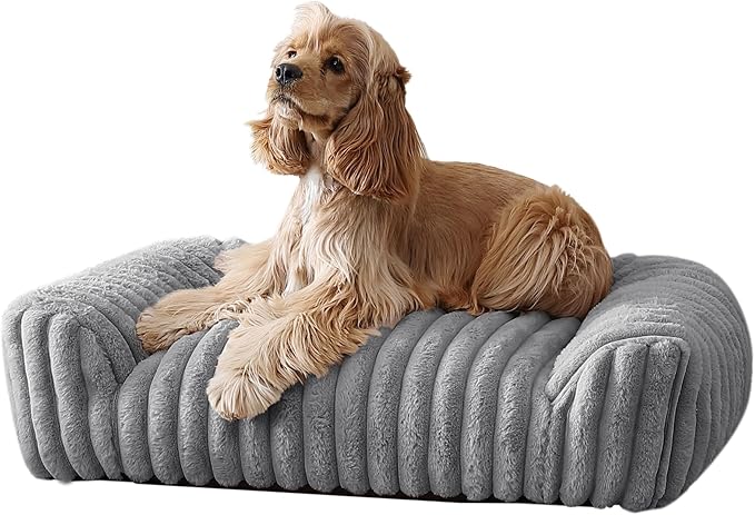 Arlee Saddle Sofa Memory Foam Pet Bed, Comfortable & Washable, Ideal for Dogs and Puppies, Extra Comfort, Couch Design, Crate & Kennel Furniture, Pet Supplies & Essentials, Grey, Medium-Mewly Pet