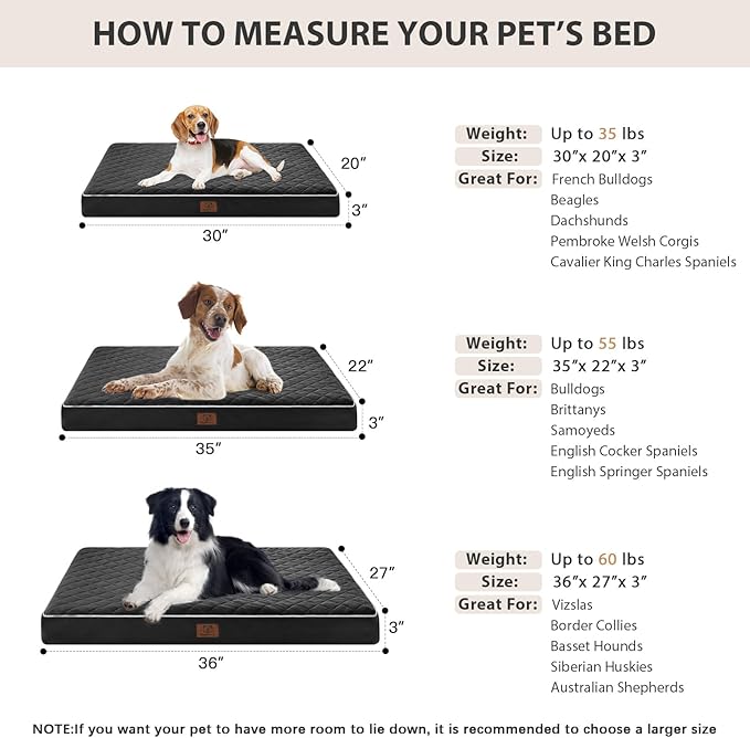 WNPETHOME Orthopedic XL Dog Beds Large Sized Dog, Waterproof Extra Large Dogs Bed with Removable Washable Cover, Multi-Needle Quilting Dogs Crate Bed-Mewly Pet