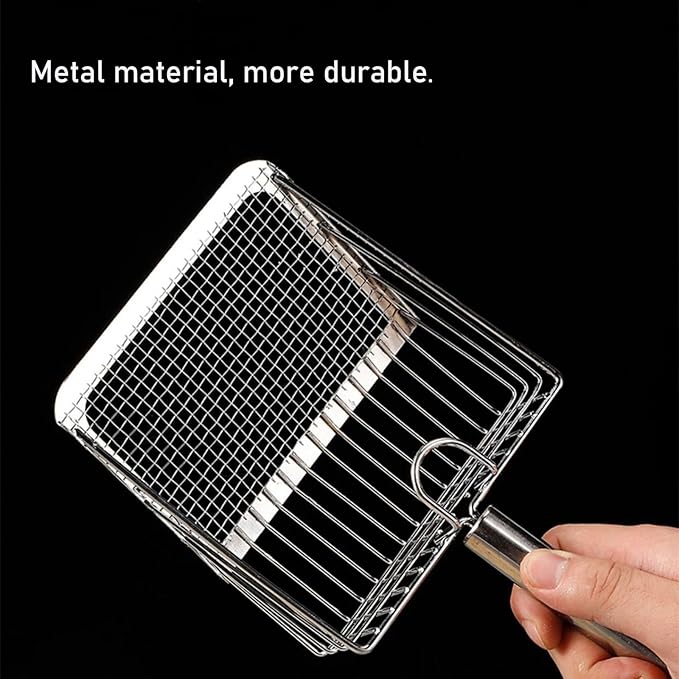 Cat Litter Scoop, Metal Scooper, Deep Shovel, Ergonomic Handle, Kitten Poop Sifting, Durable, Heavy Duty Speed Sifter, for Litter Box （Silvery-Gray）-Mewly Pet