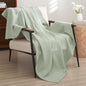 PHF Pre-Washed Cotton Waffle Weave Blanket Throw Size for Couch Bed,Snag Proof Spring Summer,Lightweight Breathable,Oeko-TEX Certified,Machine Washable, Home Decor Gift，Sage Green