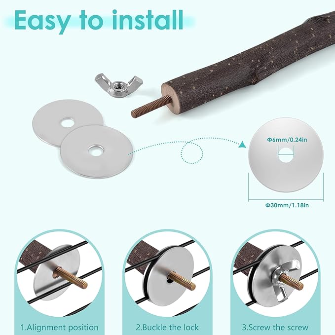 Bird Perches, 6 Pcs Natural Wood Parrot Perch Stand Chew Toys, Hanging Multi-Branch Parrot Perch Platform Swing Toy Cage Accessories for Small Parakeets, Budgies, Lovebirds, Canaries, Finches-Mewly Pet