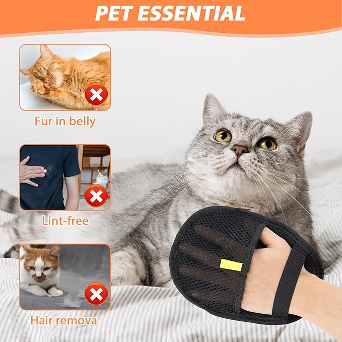 4 Pcs Pet Hair Remover Electrostatic Gloves, Upgrade Static Removal Gloves for Pet Hair, Reusable Multifunctional for Couch, Furniture, Carpet, Car Seat, Massage of Dogs and Cats-Mewly Pet
