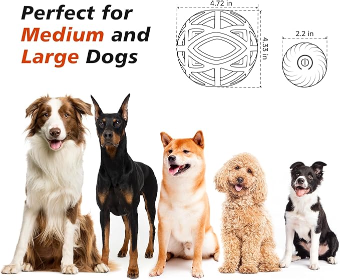 Interactive Dog Toy, Smart Jumping Bouncing Ball Inside Durable Rubber Shell, Automatic Moving Vibrating Ball for Medium/Large Dogs, Dog Enrichment Toy to Keep Them Busy (Blue & Orange)-Mewly Pet