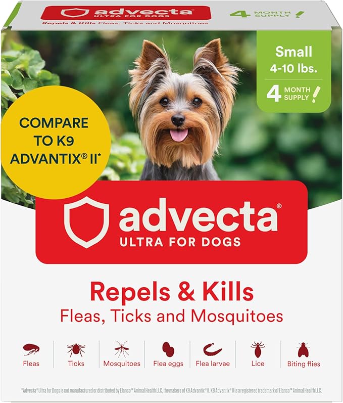 Ultra Flea And Tick Prevention For Dogs - Dog and Puppy Treatment and Control - Mosquito Repellent - Small, Fast Acting Waterproof Topical Drops, 4 Month Supply-Mewly Pet
