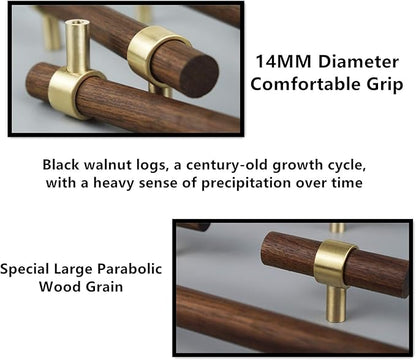 Drawer 8.66"/220mm Pulls Brass Walnut Kitchen Wardrobe Cabinet Hardware Pull Handle Adjustable Hole Distance with Screw, 2Pcs