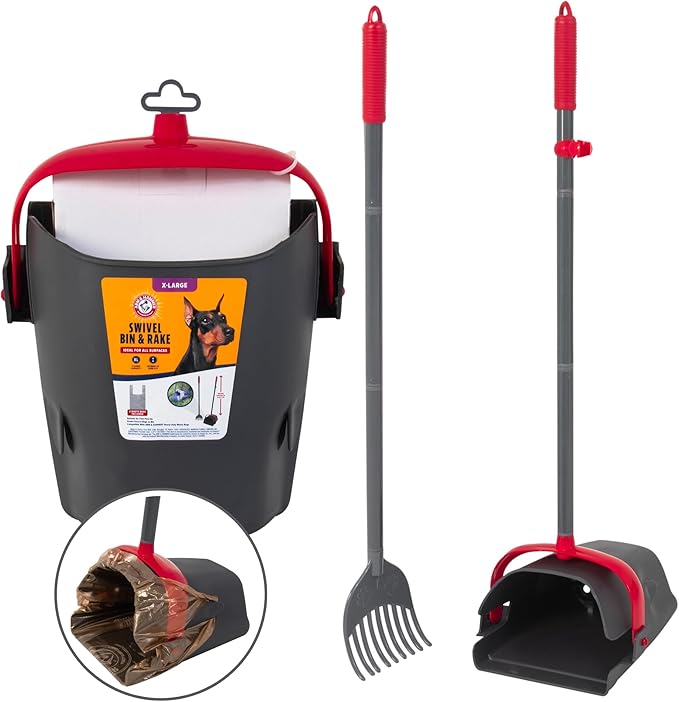 Arm & Hammer Pooper Scooper for Extra Large Dogs Heavy Duty, Outside Yard Dog Poop Scoop Pet Waste Clean Up with Bag Attachment - 2 Waste Bags Included-Mewly Pet