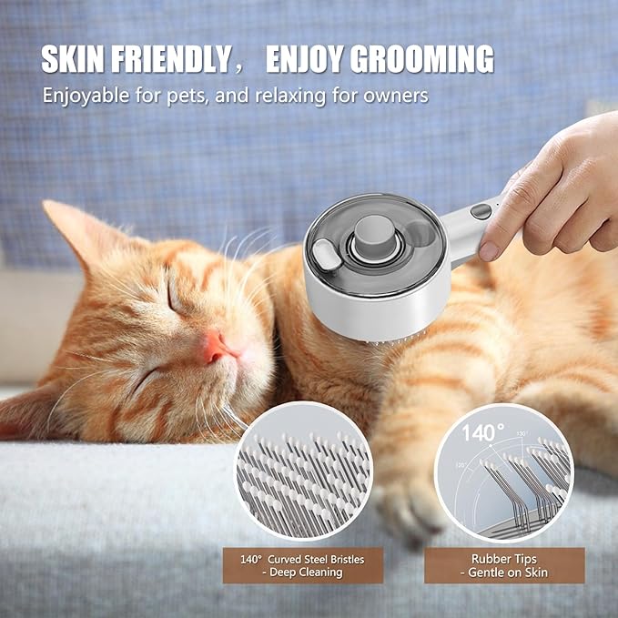 Cloud Care Cat Brush for Indoor Cat Steam Brush for Shedding Spritz Defur Comb for Cats Dogs Steam Brushes for Long Short Hair Cats Dogs Pet Steam Brushes for Massage Grooming Self-Cleaning-Mewly Pet