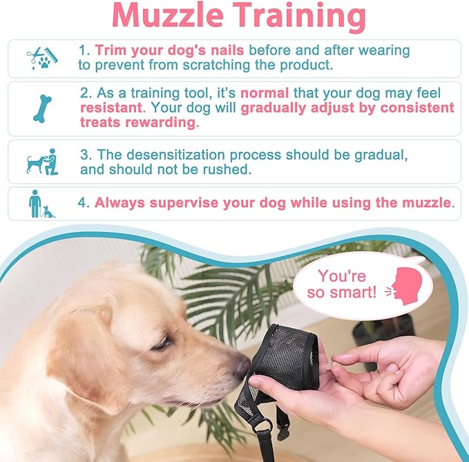 LUCKYPAW Dog Muzzle, Mesh Muzzle for Large Medium Small Dogs, Soft Mouth Guard for Biting Chewing, Breathable Mouth Guard with Adjustable Strap for Training(Black, XL(Snout:11"-12.25"))-Mewly Pet