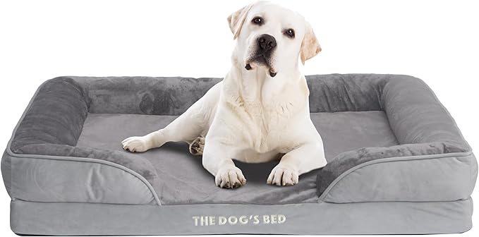 The Dog’s Bed, Orthopedic Standard Foam Waterproof Dog Bed with Standard Support, XL Silver Grey Plush, Waterproof, Supportive Dog Bed with Replaceable Covers, Veterinary Approved-Mewly Pet