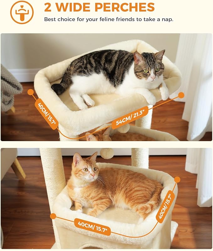 PEQULTI Cat Tree Cat Tower for Large Cats with Sisal-Covered Scratching Posts and Extra-Large Cat Perch Suitable for Indoor Cats-Mewly Pet