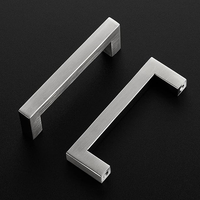 Ravinte 3 Pack Brushed Nickel Kitchen Cabinet Handles 4 Inch Cabinet Pulls Square Kitchen Hardware for Cabinet Drawer Pulls Drawer Handles Come with Screwdriver