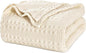 PHF 100% Cotton Waffle Weave Blanket Twin Size for Bed, Soft Lightweight & Breathable, All-Season Comfort, Luxury Aesthetic Woven Bedding for Home Decor, 66"x90", Natural