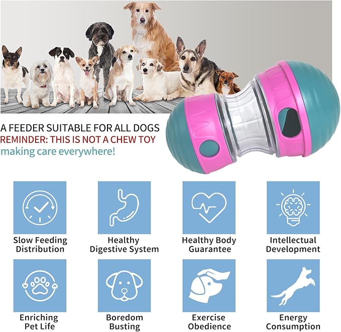 Interactive Dog Toys to Keep Them Busy, Puppy Puzzle Adjustable Food Dispenser Slow Feeder, Enrichment Treat Dispensing Toy Ball for Large/Medium/Small Breed Dogs Pet Gift, Purple-Mewly Pet