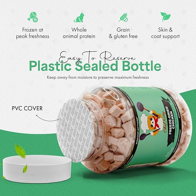 Freeze-Dried Chicken Treats for Cats & Dogs – 100% Human Grade, Single Ingredient, High-Protein, Healthy Snack – No Additives or Preservatives – 3.5oz - Inspected & Tested in USA-Mewly Pet