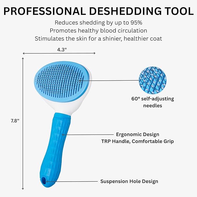 AIXINPET Cat & Dog Self Cleaning Slicker Brush - Easy to Remove Loose Fur, Harmless Deshedding Grooming Tool, Massaging Function - Suitable for Shedding & Furry Pets, like Rabbits and Ferrets-Mewly Pet