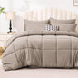 Love's cabin Queen Comforter Set Light Brown, 7 Pieces Queen Bed in a Bag, All Season Bedding Sets with 1 Comforter, 1 Flat Sheet, 1 Fitted Sheet, 2 Pillowcase and 2 Pillow Sham