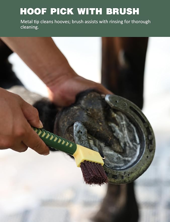 11PCS Horse Grooming Kit Curry Comb Sweat Scraper Horse Bathing Supplies Grooming Tools with Storage Bag Pasture Glow-Mewly Pet