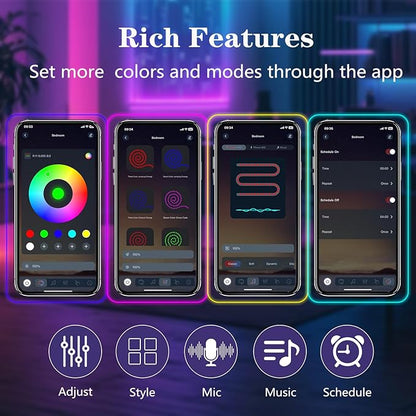 65.6FT Neon Rope Lights,Flexible Led Light Control with App/Remote,Multiple Modes,IP67 Outdoor Waterproof,Music Sync Strip for Bedroom
