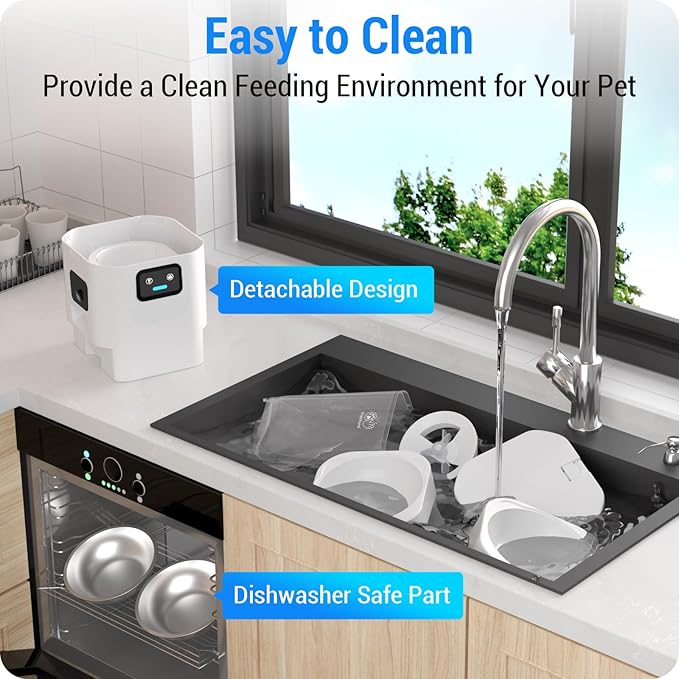 Automatic Cat Feeder with 2 Camera for 2 Cats: 5G WiFi Automatic Dog Feeder with Night Vision & Slow Feed, 7L Auto Cat Food Dispenser for Multiple Pet, Detachable for Easy Cleaning - 29 Cup-Mewly Pet