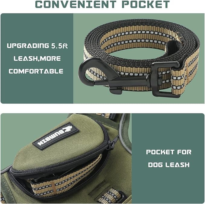 No Pull Dog Harness for Large Dogs, Adjustable No Choke Pet Vest with Dog Leash Fit Smart Reflective Pet Walking Harness for Training Easy Control Soft Handle Green XL-Mewly Pet