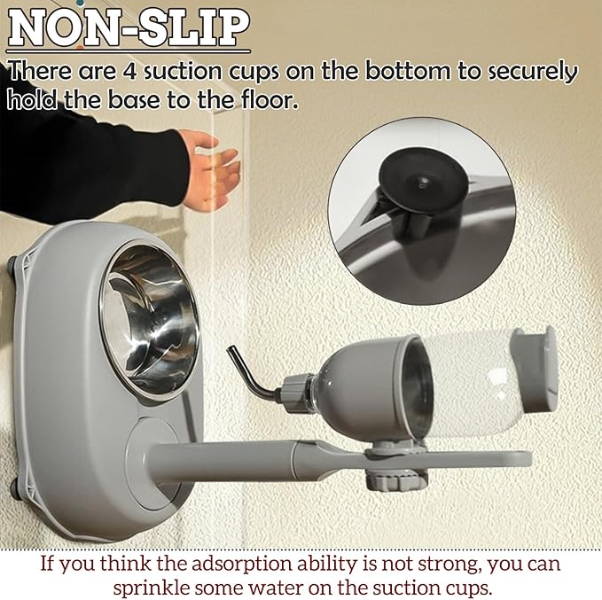 Fhiny Dog Water Feeder Bottle with Stand, Dispenser Automatic Water Food Bowl for Cage Leak-Proof No-Drip Adjustable Raised Pet Slow Water Bottle Dog Kennel Durable Drinker Container-Mewly Pet