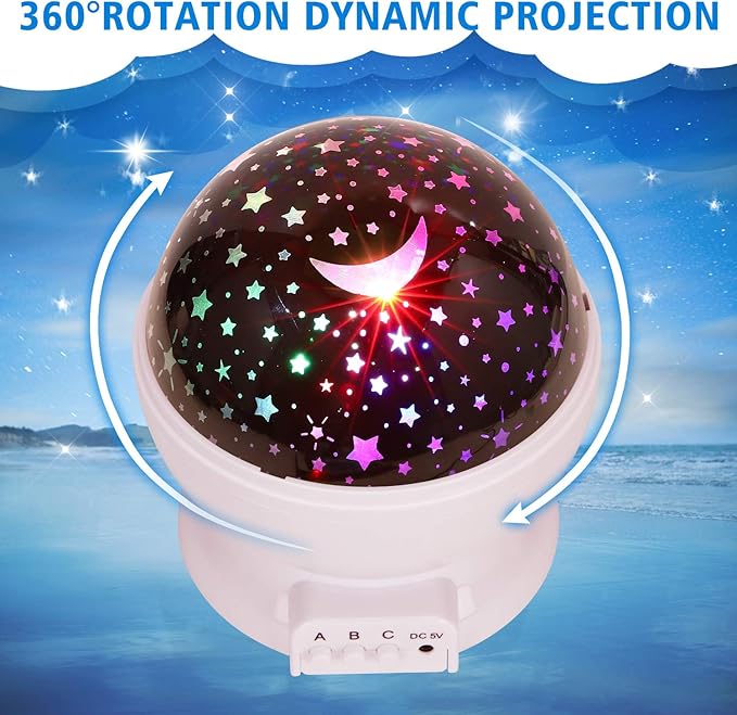 Night Light for Kids, Kids Night Light Nebula 360 Degree Rotation - 4 LED Bulbs 12 Light Color Star Projector Changing with USB Cable, Romantic Gifts for Men Women Children
